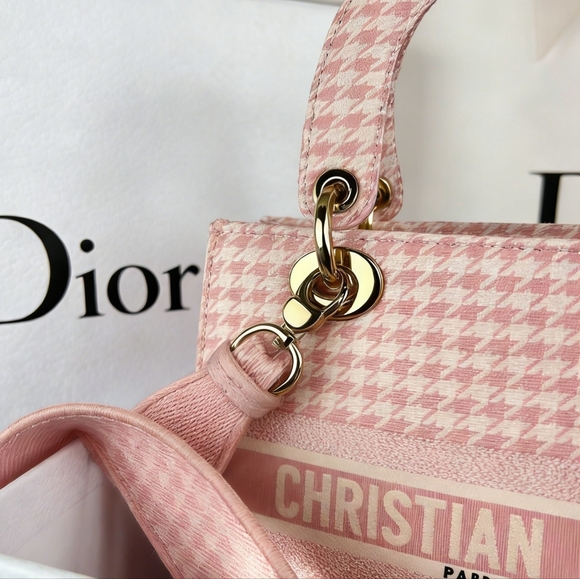 <AUTHENTIC>Christian Dior Houndstooth Lady  Bag Pink Elegance - Picture 6 of 6